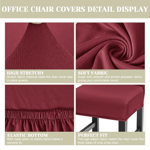 Image of Bar Stool Covers Counter Chair Slipcovers Set of 4,Wine Red | Stretch Barstool Seat Covers,Washable Removable Pub Tall Stool Slipcover,Bar Chair Cover for Kitchen Dining Room Cafe