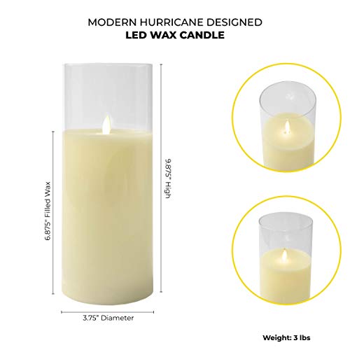 Image of Lumabase Battery Operated 10 inch Glass Hurricane LED Candle with Flickering Flame