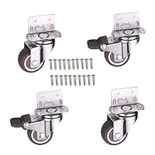 Norgail 4 Pack 1 Inch Small L-Shaped Plate Swivel Caster Combo, TPR Rubber Wheel Metal Housing Caster L-Shape Side Mount Plate for Furniture, 80Lbs/36Kg Load Capacity - 2 Swivel 2 Swivel w/Brake