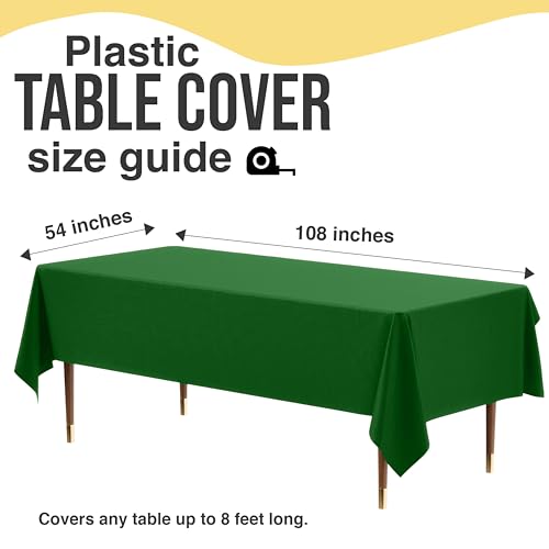 Image of Exquisite Emerald Green Rectangle Tablecloth 54 inchx108 inch - 48 Pack | Plastic Tablecloth, Disposable Table Covers Rectangle for Parties, Weddings, Holidays & Party Supplies
