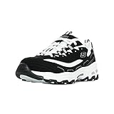 Skechers Sport Women's D'Lites Memory Foam Lace-up Sneaker,Black/White,10 W US