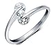 Produktbild CAOLATOR Ring Damen Ringe Strass Ring 925 Sterling Silber Mode Öffnen Ringe Verstellbar Ringe Öffnungsring Partnerringe Freundschaftsringe Eheringe Trauringe Verlobung für Geschenk (Silber)