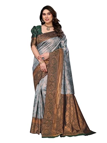Image of Women's Kanjivaram Soft Silk Banarasi Saree With Blouse Piece | Banarasi Sari For Women | Saree with Blouse piece