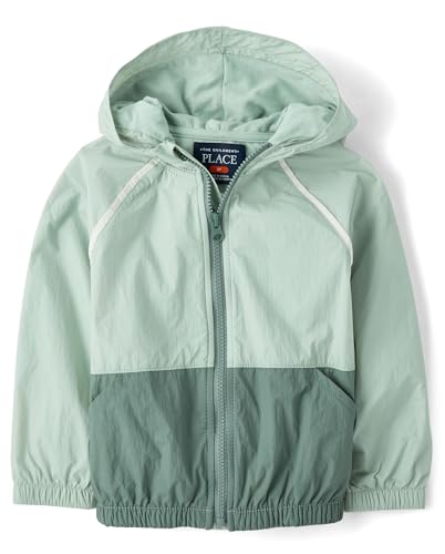 The Childrens Place Baby Boys and Toddler Windbreaker Jacket Mint Colorblock 5 Years