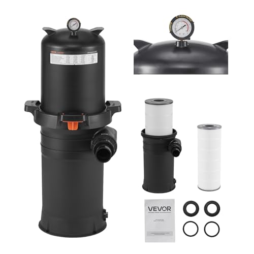 VEVOR 2025 Pro Pool Cartridge Filter System 200 sqft, Pool Filter for Inground & Above Ground Pools, Compatible W/Pumps 3HP~4HP | Up to 9827 GPH Max Flow, Pool Filters for Pools Up to 39625 Gallons