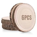 DAJAVE 6 Pcs Wood Slices for Crafts 26-30cm Large Log Slices Unfinished Wooden Discs Round Wooden Discs No Hole Wood Circles for Arts, DIY Crafts, Christmas, Wedding