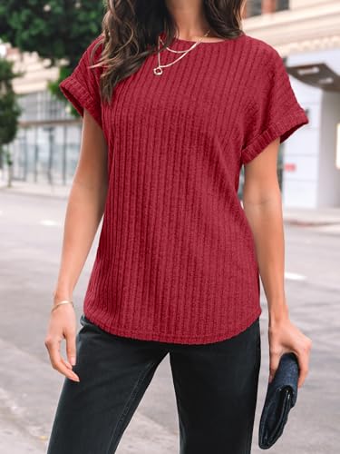 Image of AUTOMET Womens Short Sleeve Tops Fall Shirts 2026 Lightweight Sweater | Dressy Casual Blouse, Fashion Summer Clothing, Cute Spring Outfits, Business Work Tunic, Trend Boho