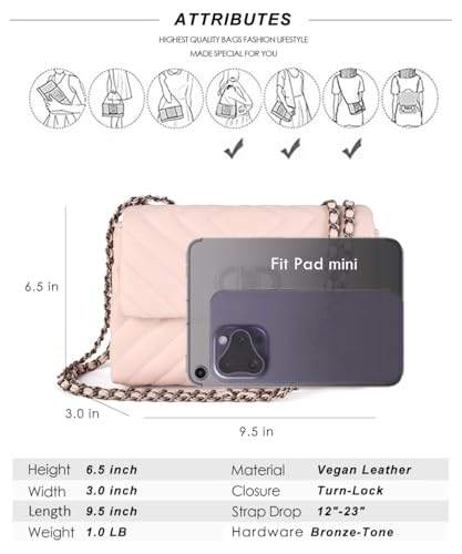 Image of Designer Quilted Purse, Convertible Crossbody Shoulder Bags Women | Vegan Leather, 2.5L Capacity, Fits iPad mini /Kindle /Long wallet, Versatile for Casual /Dressy Outfit /Office /Everyday Use
