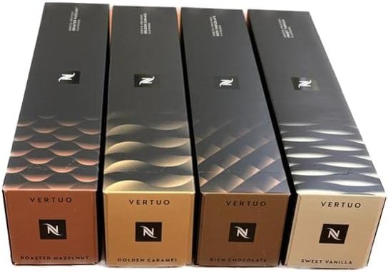 Vertuo Barista Creations Golden Caramel, Sweet Vanilla, Rich Chocolate, Roasted Hazelnut, 40 Capsules