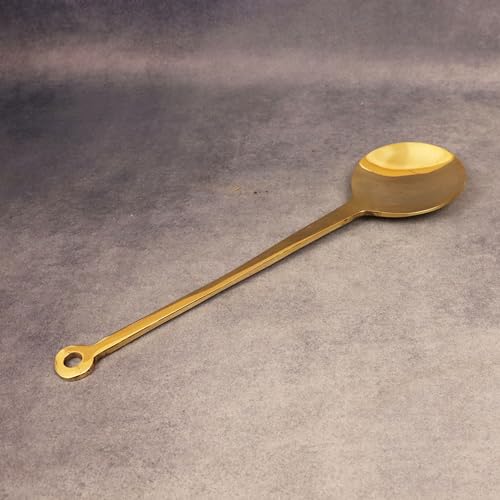 Image of Putrika Traditional Handcrafted Brass Utensil Ladle | Brass Cookware | Serving Spoon [Weight: 138gms] (Small Ladle)