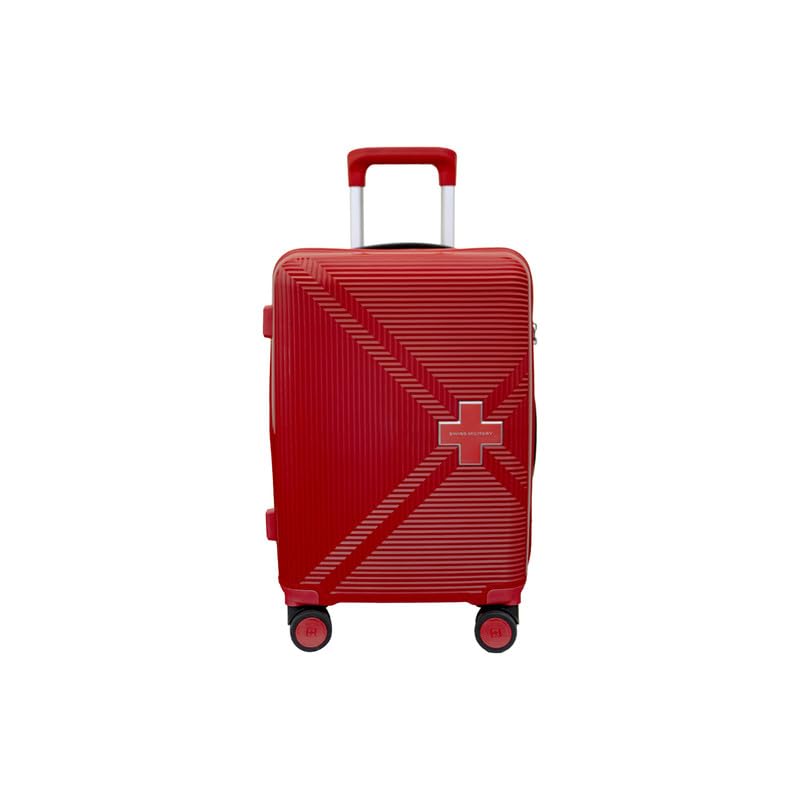 Image of SWISS MILITARY Maze 20-Inch Hard Top Peach Luggage Trolley Bag Durable Polypropylene Body TSA Lock Body-Coloured 360 Degree Rotating 8 Wheels Lightweight Stylish Travel Suitcase