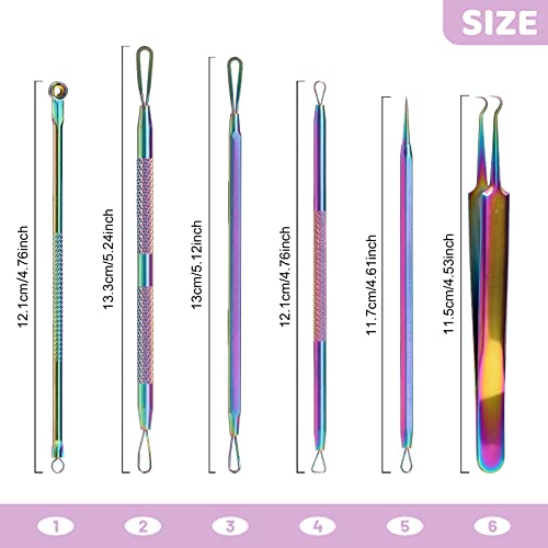 Jpnk 6Pcs Blackhead Remover Tool Comedones Extractor Acne Removal Kit For Blemish With A Leather Bag-Colorful #TOP6