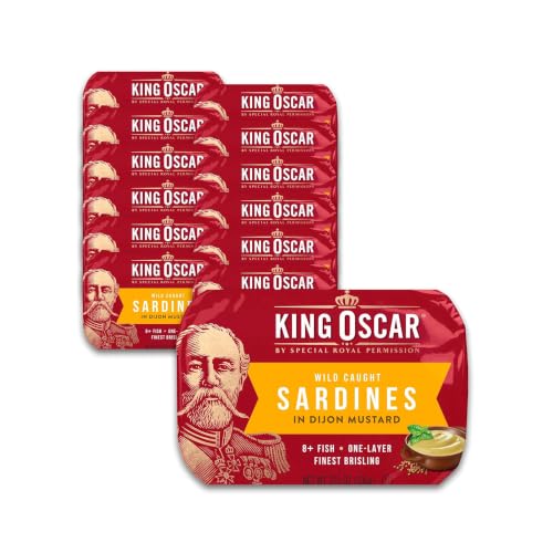 King Oscar Wild Caught Sardines in Dijon Mustard, 3.75 oz Can, 12-Pk