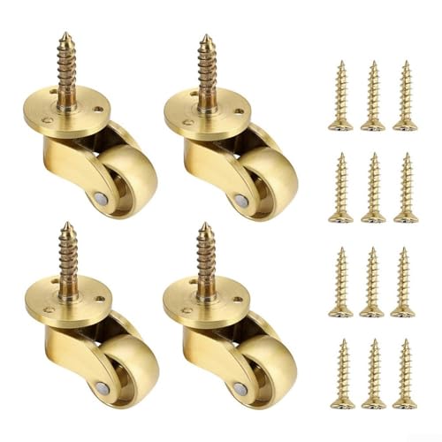 Ruedas giratorias resistentes de 25 mm, latón Olid 360 ° giratorias para muebles, para mesa de café, soporte de plantas, movimiento suave