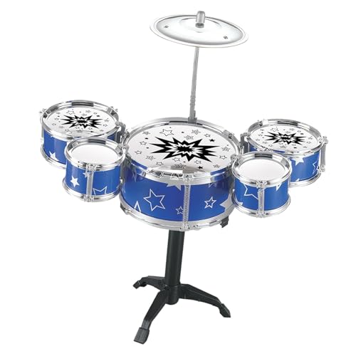 Image of ECOMISTIQChild Jazz Drum Set Preschool Learning Toy Mini Drum Set for Boys Kids Gifts Blue