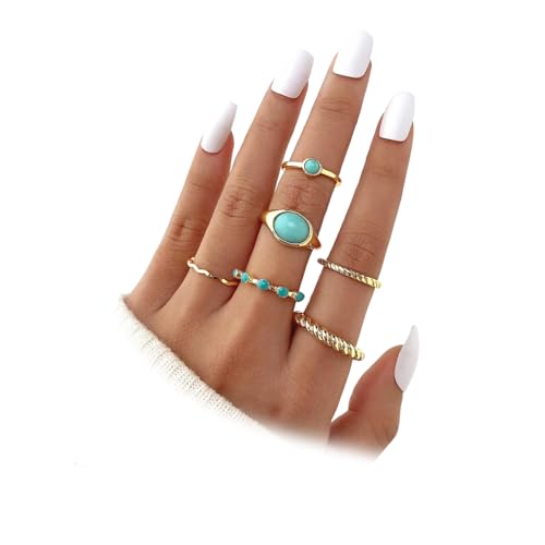 Stringex Gold Turquoise Rings for Women,Vintage...