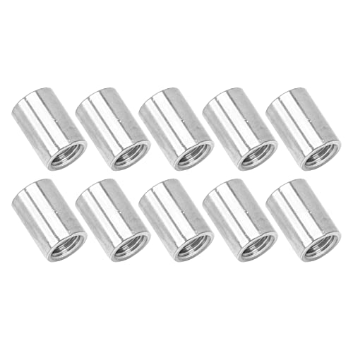 Round Connector Nut, 10Pcs 304 Stainless Steel Female Thread Round Rod Coupling Nut Rustproof for Indoor Outdoor