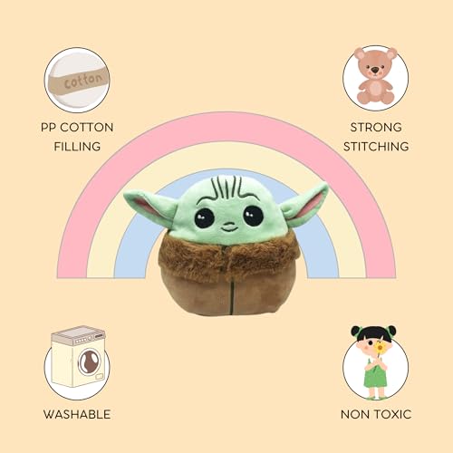 Image of Fusked Flufies Reversible Yoda Plush Stuff Toys for Kids - Show Your Mood with Star Wars Baby Yoda Soft Toy - Washable and Safe Baby Doll for Birthday Gift
