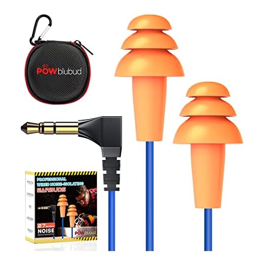 Ear Plug Headphones for Work, Work Earbuds Headphones | Noise Reducing Earphones | Isolating Ear Plug Hidden Earbuds for Work Industrial Construction Landscaping, OSHA Compliant Hearing Protection