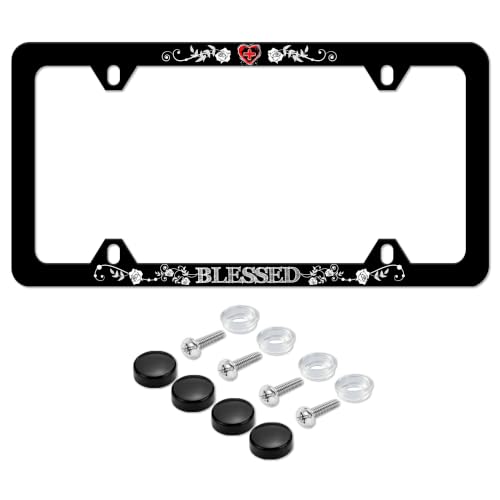 Blessed License Plate Frame Christian Cross License Plate Holder 4 Holes