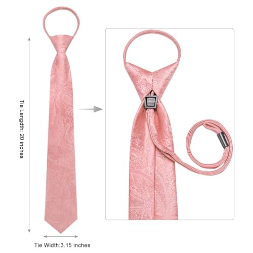 Image of Hi-Tie Zipper Ties for Men Pre-tied Tie Set Lapel Pin Pocket Square and Cufflinks Formal Business Wedding Adjustable Necktie