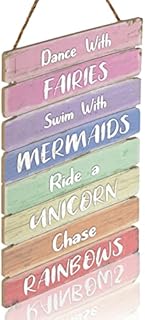 Something Unicorn Pastel Rainbow Wall Hanging Sign for Teen Girls, Kid's Bedroom, Nursery, College Dorm, Rainbow Lovers,12x17 in, Rainbow