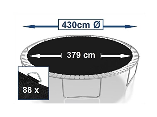 Foto von walexo Sprungtuch Sprungmatte incl. Federspanner für Trampolin Ø 430 cm 88 Ösen (Federn 16,5 cm) – UV- und Wetterbeständiges Sprungtuch aus strapazierfähigem PP-Mesh, belastbar bis 180 kg
