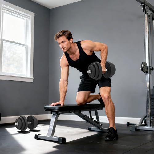 HOMCOM Juego de Mancuernas Pesas de Fitness Total 40 kg 4x5 kg 4x2,5 kg 4x1,5 kg Ajustable Profesionales Gimnasio Doméstico y Musculación con 2 Barras Ø25x450 mm Acero y Discos - imagen 9