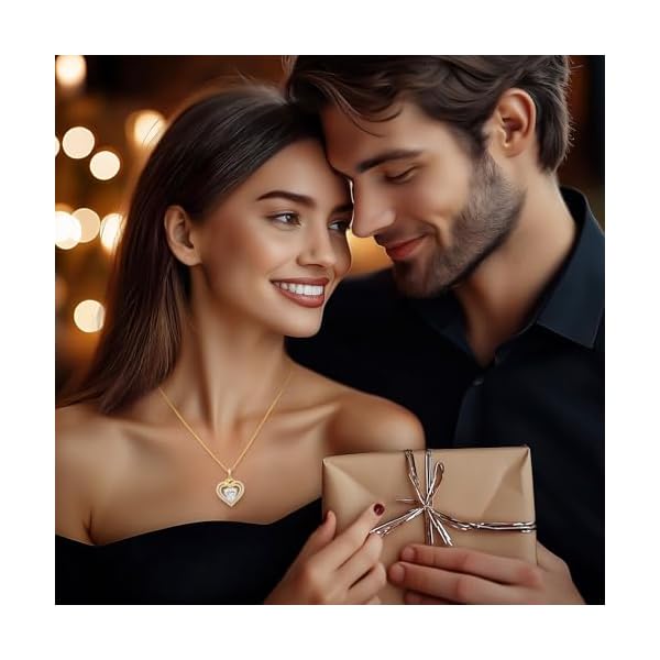 OOBEE Moissanite Heart Necklaces for Women, 1- 4 Carat Moissanite 925 Sterling Silver Gold Plating Fine Women Necklace，Ideal Anniversary Birthday Christmas Valentine Mothers Day Jewelry Gifts for Mom Wife Her Girlfriend - Image 4
