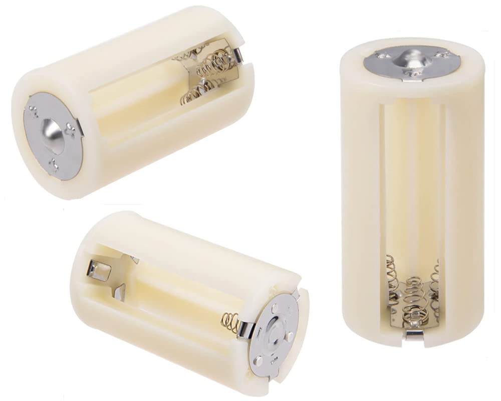 GFORTUN 5PCS 3x1.5V AA to D Size Parallel Battery Convertor Adapter Holder Connection Off White Cylinder Battery Storage Case for Flashlight : Electronics