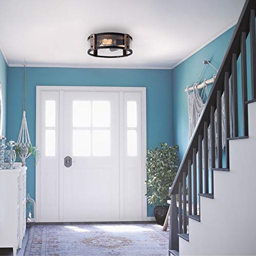 Flush Mount Ceiling Light,13-Inch Rustic Ceiling Light Fixture, 3-Light Farmhouse Outdoor Lighting Fixtures Ceiling For Living Room, Kitchen,Bedroom, Dining Room, Foyer, Hallway #TOP5