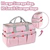 HarvMax Craft Organizer Tote Bag, Art Bags for Supplies, Teacher Handle Tote Organizer, Art Supply Case with Pockets and Handles, for Organizing Crafts, Artwork, Paper, and Books, Pink #3