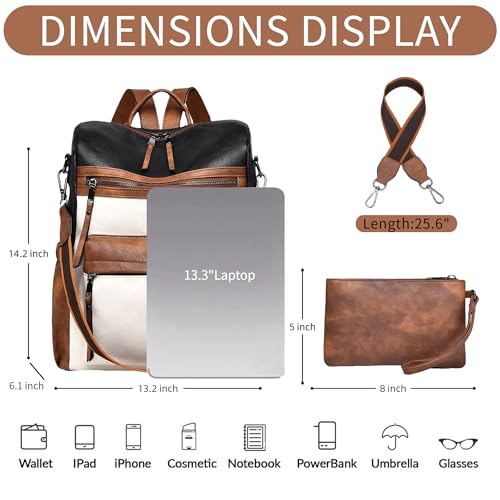 Image of Dora & Liz Womens Backpack Purse Leather Backpack Purse for Women Travel Fashion Backpack Designer Ladies Shoulder Bags
