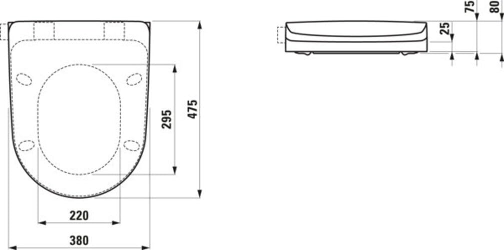 LAUFEN Cleanet Riva WC-Sitz, mit Deckel, mit Absenkautomatik, ohne Controller, ohne seitlicher Abdeckung, 490x380mm, H8916910000001, Farbe: Weiß