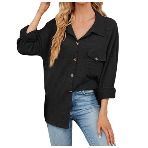Manches longues hauts pour femme texture torsadée boutonné style ample printemps