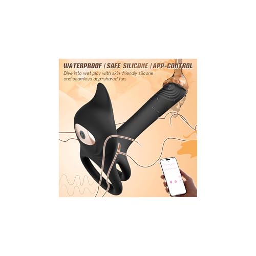 Image of Adult Sex Toy Penis Ring - MOOLIGIRL Dual Cock Ring with Rose Clit Stimulator & G Spot Vibrater, 10 Modes Mens Sex Toys for Women Couples Male, Silicone Cockring Penis Sleeve
