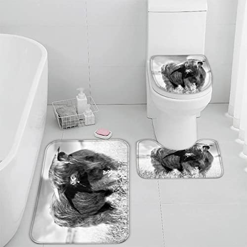 Badematten Set 3D 40x60 Schottisches Hochlandrind absorbierend 3-teiliges Badezimmerteppich-Set maschinenwaschbare weich…