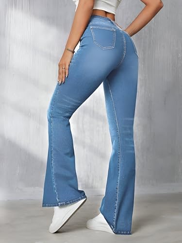 Image of Ben Martin Women's High Waist Jeans || Flared Bell Bottom Bootcut Pants || Wide Leg Stretch Denim - Perfect for Travel, Party & Everyday Use Sizes 26 to 40 (0)