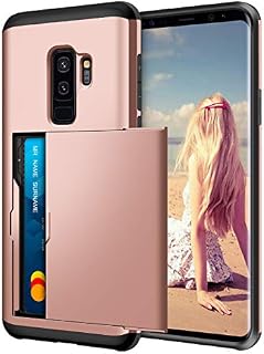 Coolden for Samsung S9 Plus Case Shockproof Case for Galaxy S9 Plus Wallet Case Protective Case Rubber Bumper Card Holder Slot Wallet Case Cover for Samsung Galaxy S9 Plus Phone Case (Rose Gold)