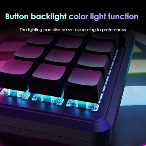 Image of Macro Pad Macro Keyboard Programmable Keypad Customized 12-Key Mini Mechanical Gaming Keyboard One Handed Keyboard RGB OSU Micro Keyboard Macropad Knob Wireless Receiver&Type C 1m Cable(Black)