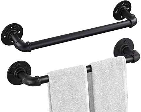 Industrial Pipe Towel Rack Towel Bar 21 Inch 2 Pack, Heavy Duty Wall Mounted Rustic Farmhouse Bath Towel Holder for Bath Bathroom Kitchen