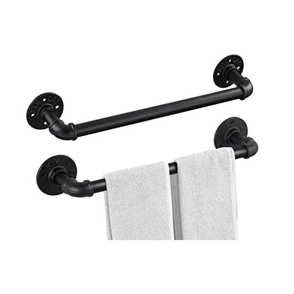 Industrial Pipe Towel Rack Towel Bar 21 Inch 2 Pack, Heavy Duty Wall Mounted Rustic Farmhouse Bath Towel Holder for Bath Bathroom Kitchen