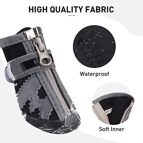 Dog Shoes For Small Dogs Winter Snow Dog Booties Open With Zips And Rugged Anti-Slip Sole Paw - Reflective Hiking Pet Dog Boots - Protectors Comfortable Suitable For Medium Dogs #TOP1