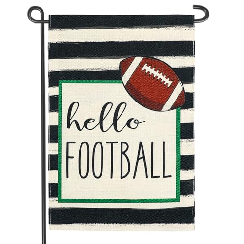 Hello Football Game Day Garden Flag 12x18 Inch Double Sided Sports Yard Football Outdoor Decoration(A)