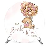 Picture of ittsmnt We Can Bearly Wait to Meet You Round Backdrop Cover for Pink Girl Baby Shower Party Round Cover Background Decoration Photography Photobooth Circle Round Banner Dia-6ft NO76