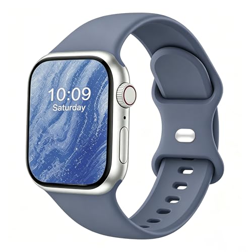 Image of Sport Bands Compatible with Apple Watch Band Women Men 40mm 38mm 41mm 42mm 44mm 45mm 46mm 49mm ,Soft Wristband Waterproof Replacement Strap for iWatch Bands Series 11 10 9 8 7 6 5 4 3 2 1 SE Ultra Blue Gray