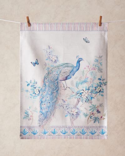 Maison D' Hermine Premium Peacock Utopia 100% Combed Cotton Set Of 3 Multi-Purpose Kitchen Towel Soft Absorbent Dish Towels Tea Towels Bar Towels (20"X27.50") #TOP1