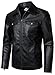 HOOD CREW Mens Leather Jacket Motorcycle Biker Jackets Casual Lightweight Faux Leather Outwear Black XL