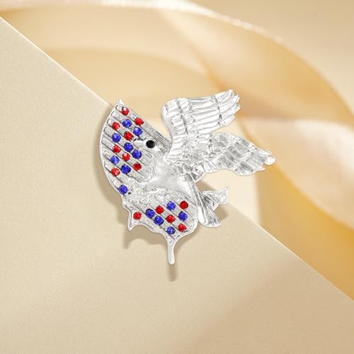Image of Rhinestone Brooch Pins for Women, Vintage Crystal Enamel Brooches, American Flag Pin Patriotic Lapel Pins Gift for Suit Clothes Bag Accessories