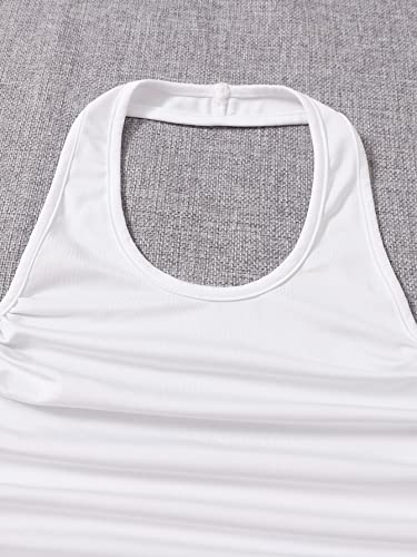 SHENHE Girl's Ruched Sleeveless Backless Scoop Neck Ribbed Halter Tank Crop Tops3